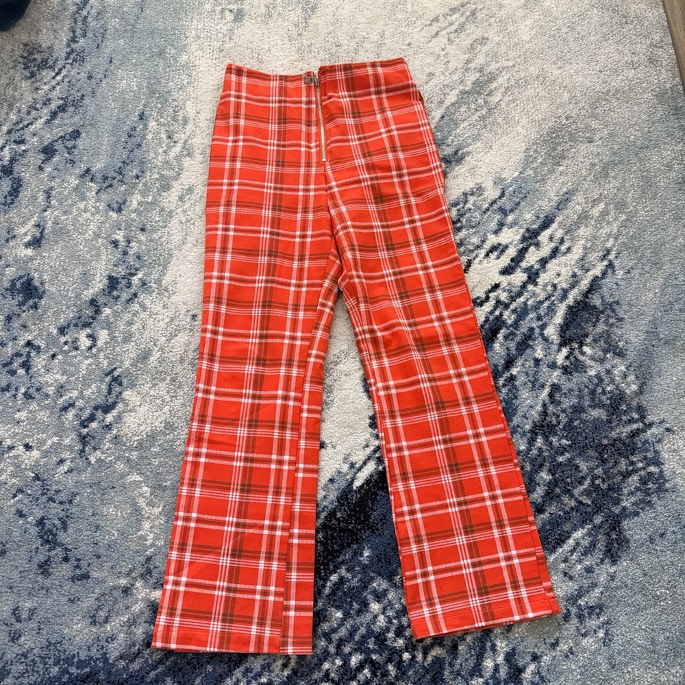 I.AM.GIA Vibrant Orange Polaris Plaid High Rise Pants